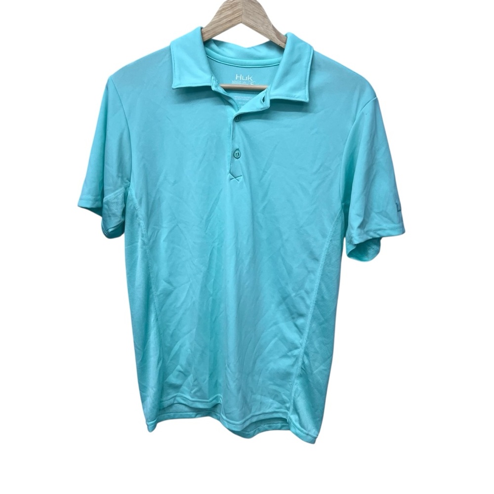 Huk Men's Aqua Polo Short Sleeve Shirt Size Small